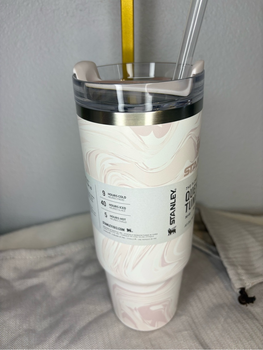 STANLEY 30 oz. Quencher H2.0 FlowState Tumbler, Rose Quartz Swirl - Picture 5 of 9